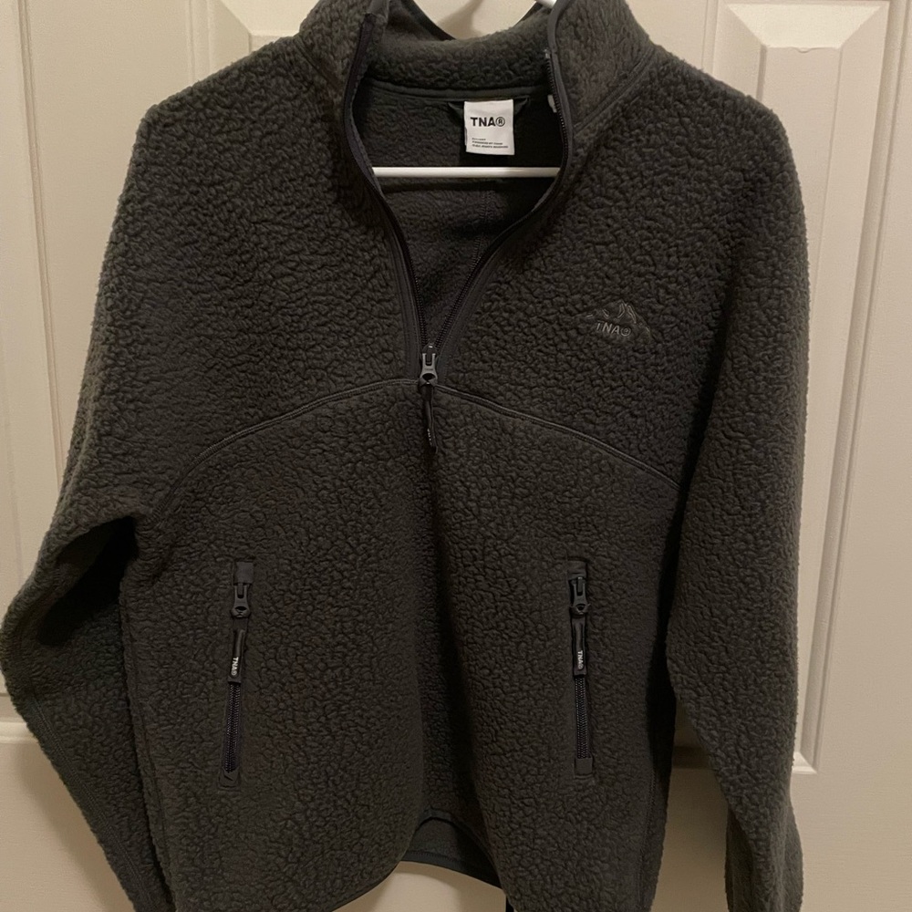 Aritzia/TNA Dark Gray Fleece 1/2 Zip Sweater